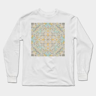 Gypsy Floral in Soft Neutrals, Grey & Yellow on Sage Long Sleeve T-Shirt